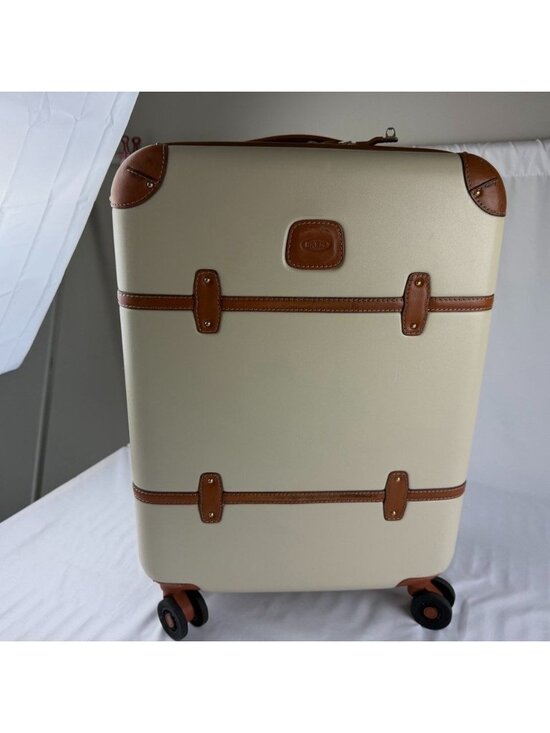 Brics Handbags - BRICS BELLAGIO 21” Suitcases Cream Tan Rolling Suitcase Trunk Leather Trim